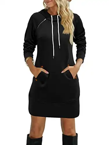BIUBIU Women's Long Sleeve Casual Slim Mini Pullover Sweatshirt Hoodie Dress with Pocket 2023 Fall Fashion