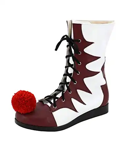 Allten Mens Clown Joker Pennywise Lace up Boots Shoes Halloween Cosplay Costume (5 M US Male)