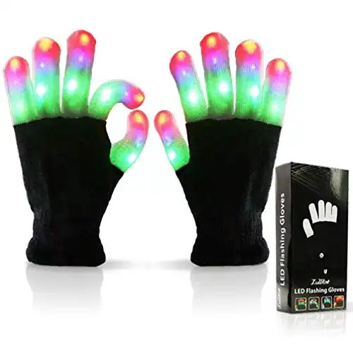 Luwint Light Up Gloves, Fun Toys for Boy 10-12 10+ Year Old, LED Finger Lighting Glow Teens Adult Rave Costume, Cool Kids Gift for Boys Girls Bithday Party Show, 6 Glowing Mode Battery Replaceable