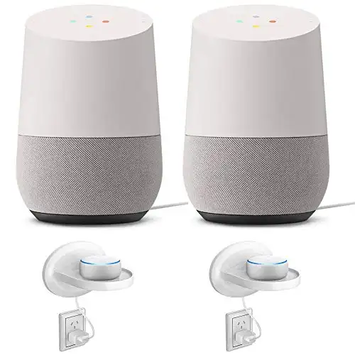 Google Home Smart Speaker w Assistant White/Slate 2 Pack + 2X Wall Mount