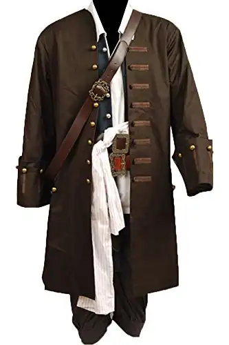Mens Pirate Cosplay Costume Halloween Pirates Caribbean Jack Outfit
