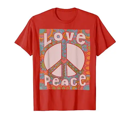 PEACE SIGN LOVE T Shirt 60s 70s Tie Die Hippie Costume Shirt