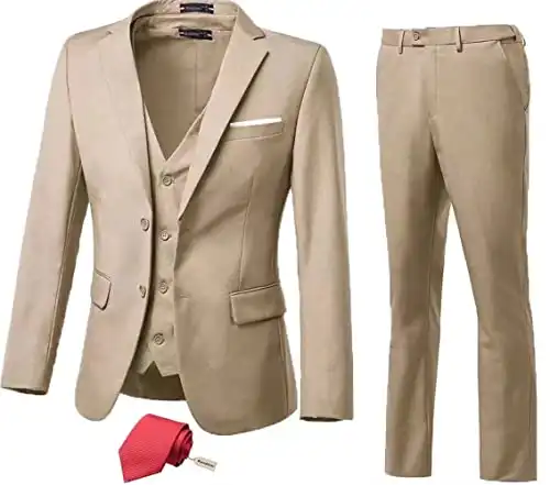 High-End Suits 3 Pieces Men Suit Set Slim Fit Groomsmen/Prom Suit for Men Two Buttons Business Suit Jacket Vest Pant and Tie