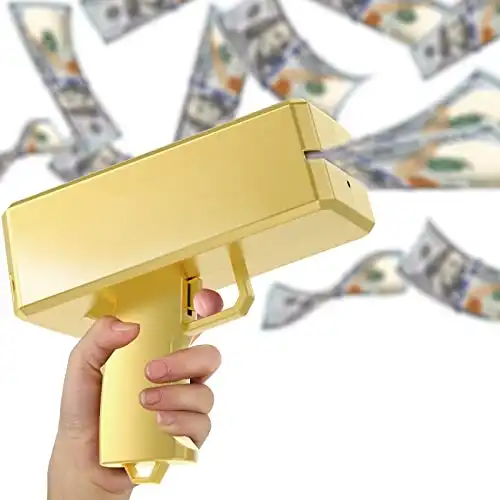 Sopu Make it Rain Money Gun Paper Playing Spary Money Toy Gun, Prop Money Gun Cash Gun Toy Party Supplies (Metallic Gold)