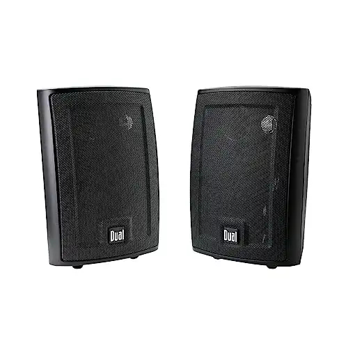 Dual Electronics LU43PB Black 4 inch 3-Way High Performance Outdoor Indoor Speakers with Powerful Bass | Effortless Mounting Swivel Brackets | Weather Resistant | Sold in Pairs | Black