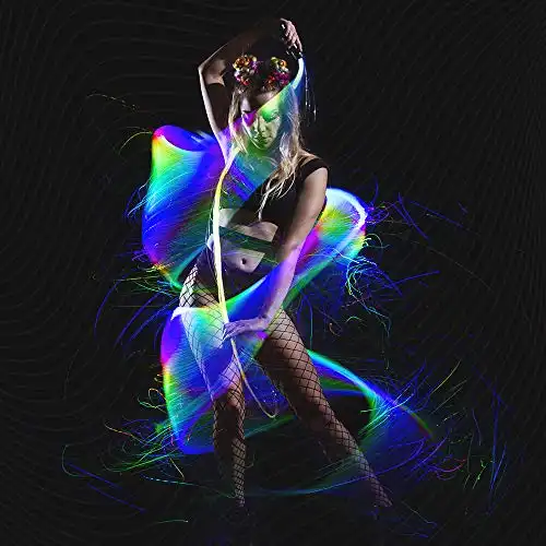 Space Whip Remix | Programmable Led Fiber Optic Whip | 6 Foot 360° Swivel - Super Bright Light Up Rave Toy | EDM Pixel Flow Lace Dance Festival 
