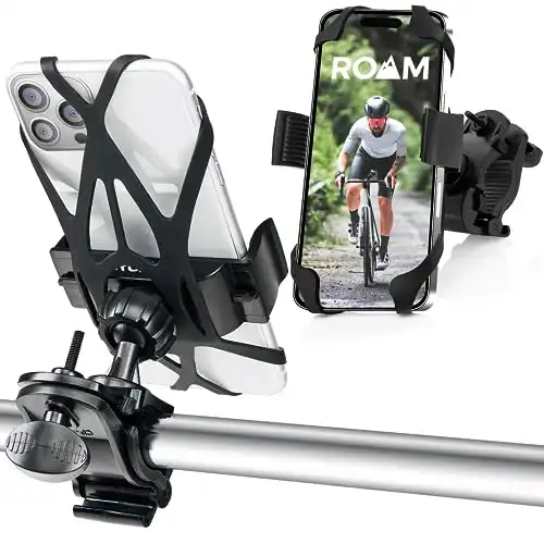 Roam Bike Phone Mount - Motorcycle Phone Mount- 360° Rotation with Universal Handlebar Fit for Bikes, Motorcycles, Scooters, Strollers - Phone Holder For Bike Compatible w/iPhone & Android Cell P...