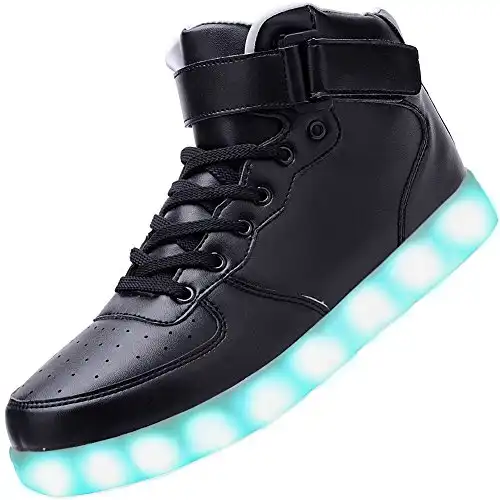 Odema Unisex LED Shoes High Top Light Up Sneakers for Women Men Black