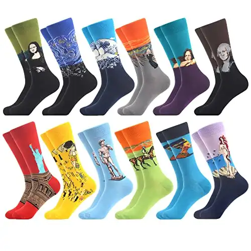 WeciBor Men's Dress Cool Colorful Fancy Novelty Funny Casual Combed Cotton Crew Socks Pack