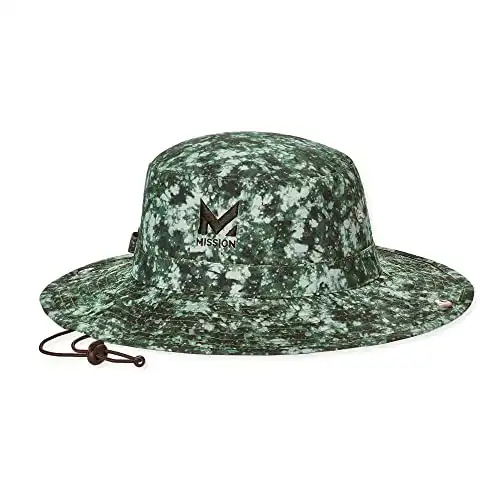 MISSION Cooling Bucket Hat, UPF 50, 3" Wide Brim Sun Hat - Cools When Wet, UPF 50