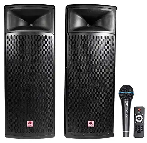 Rockville Pair Dual 15" 2000w Powered DJ Speaker System w/Bluetooth+Mic, (RPG225K)
