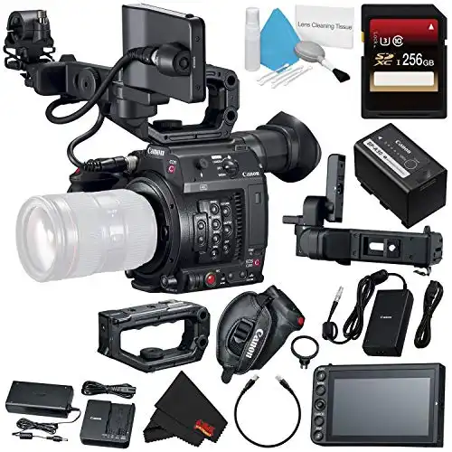 Canon EOS C200 EF Cinema Camera #2215C002 + 256GB SDXC Card + Professional 160 LED Video Light Studio Series + Deluxe Cleaning Kit + Microfiber Cloth Bundle