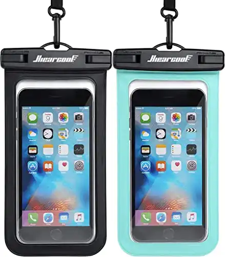 Hiearcool Waterproof Phone Pouch, Waterproof Phone Case for iPhone 14 13 12 11 Pro Max XS Samsung, IPX8 Cellphone Dry Bag Beach Essentials 2Pack-8.3"