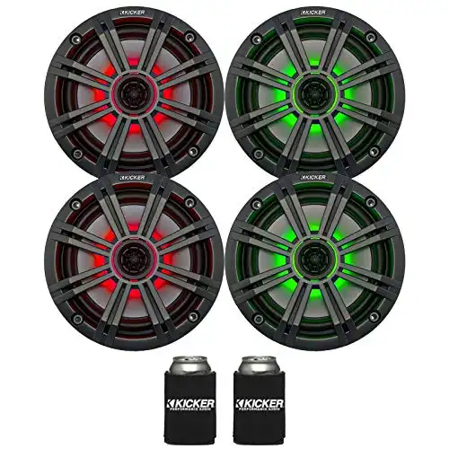 KICKER 6.5" Charcoal LED Marine Speakers (Qty 4) 2 Pairs of OEM Replacement Speakers