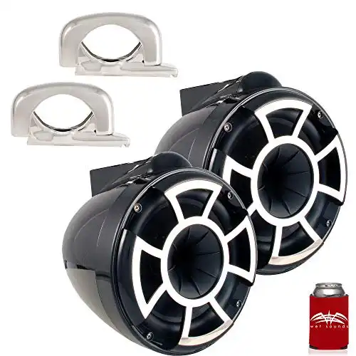 wet sounds REV8 Black 8" Tower Speakers with Mini Fixed Clamps - Fits 1" to 1 7/8" Pipe