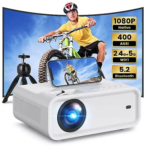 Portable Mini Projector with 5G WiFi and Bluetooth, ACROJOY Native 1080P Movie Projector with Tripod & 240" Display, Outdoor Video Projector Compatible w/TV Stick/HDMI/USB/PS5/iOS/Android