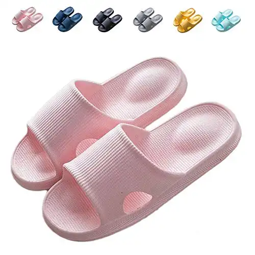 FINLEOO Pillow Slides for Women Shower Slippers Bathroom Sandals | Quick Drying | Comfy Shower Shoes Women Mens Shower Shoes Slide Sandals for Indoor & Outdoor
