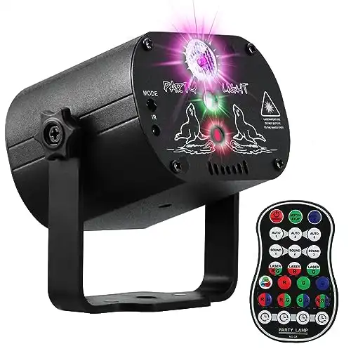 DJ Disco Stage Party Lights, LED Sound Activated Laser Light RGB Flash Strobe Projector with Remote Control for Christmas Halloween Decorations Karaoke Pub KTV Bar Dance Gift Birthday Wedding