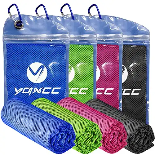 YQXCC 4 Pack Cooling Towel (47"x12") Ice Towel for Neck, Microfiber Cool Towel, Soft Breathable Chilly Towel for Yoga, Sports, Golf, Gym, Camping, Running, Fitness, Workout & More Activi...
