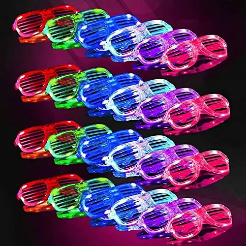 20Pack Light Up Glasses July 4th Party Supplies 6 Color LED Glow Glasses,LED Sunglasses Costumes Neon Flashing Plastic Shutter Shades Kids/Adult Glow In Dark Party Favors July 4th Pool Party Glow Toy