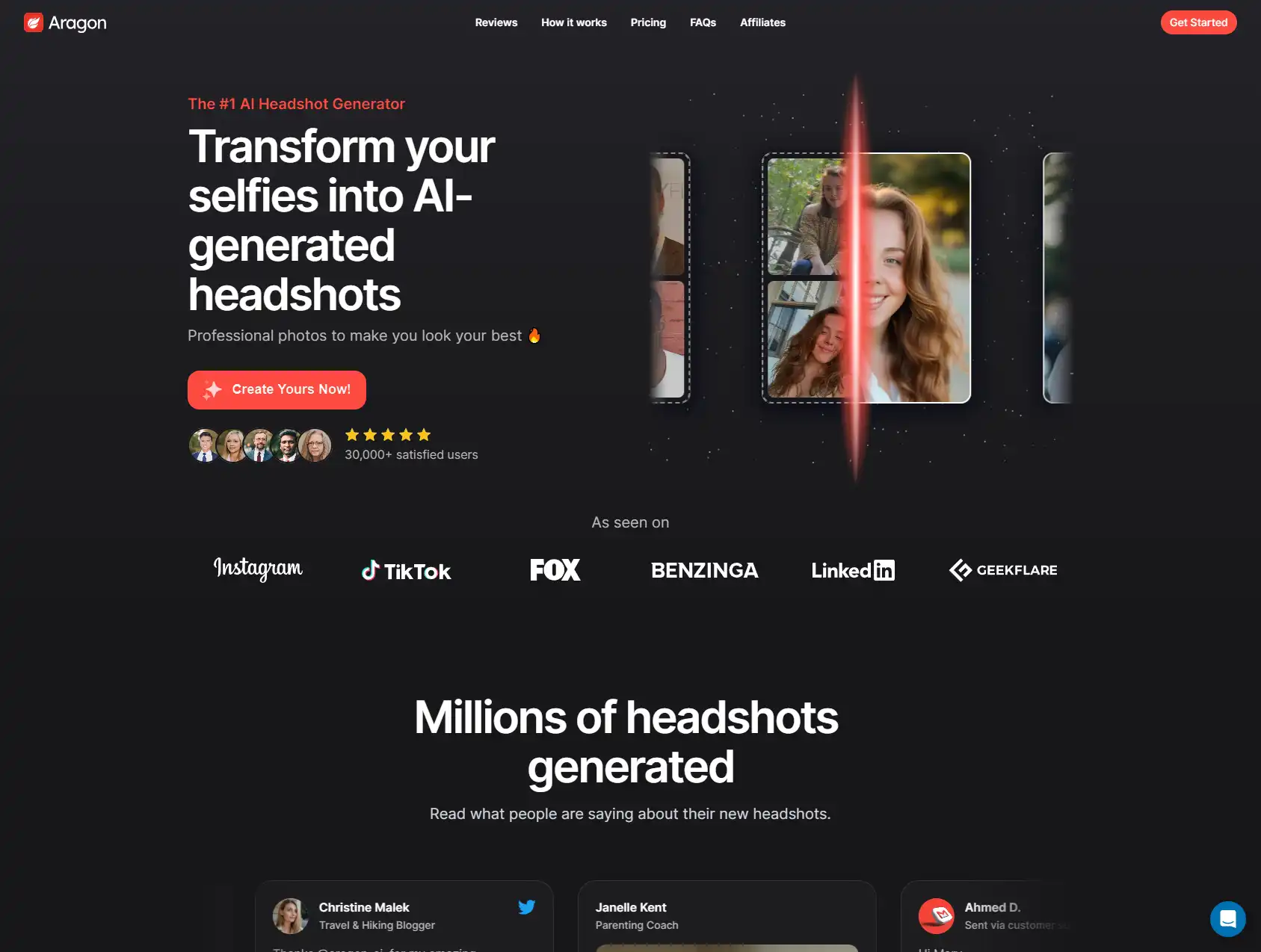 Aragon - Transform your selfies into AI-generated headshots