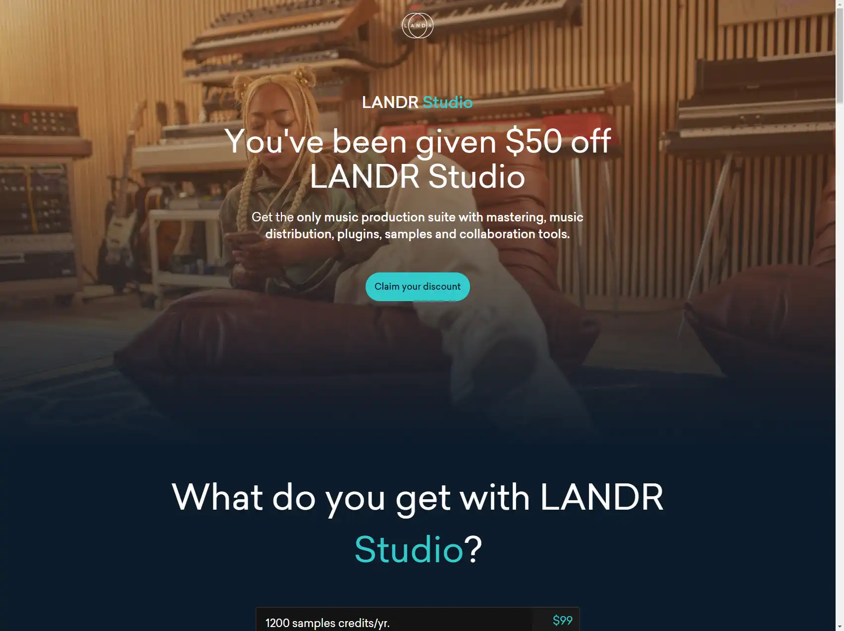 You’ve been given $50 off LANDR Studio