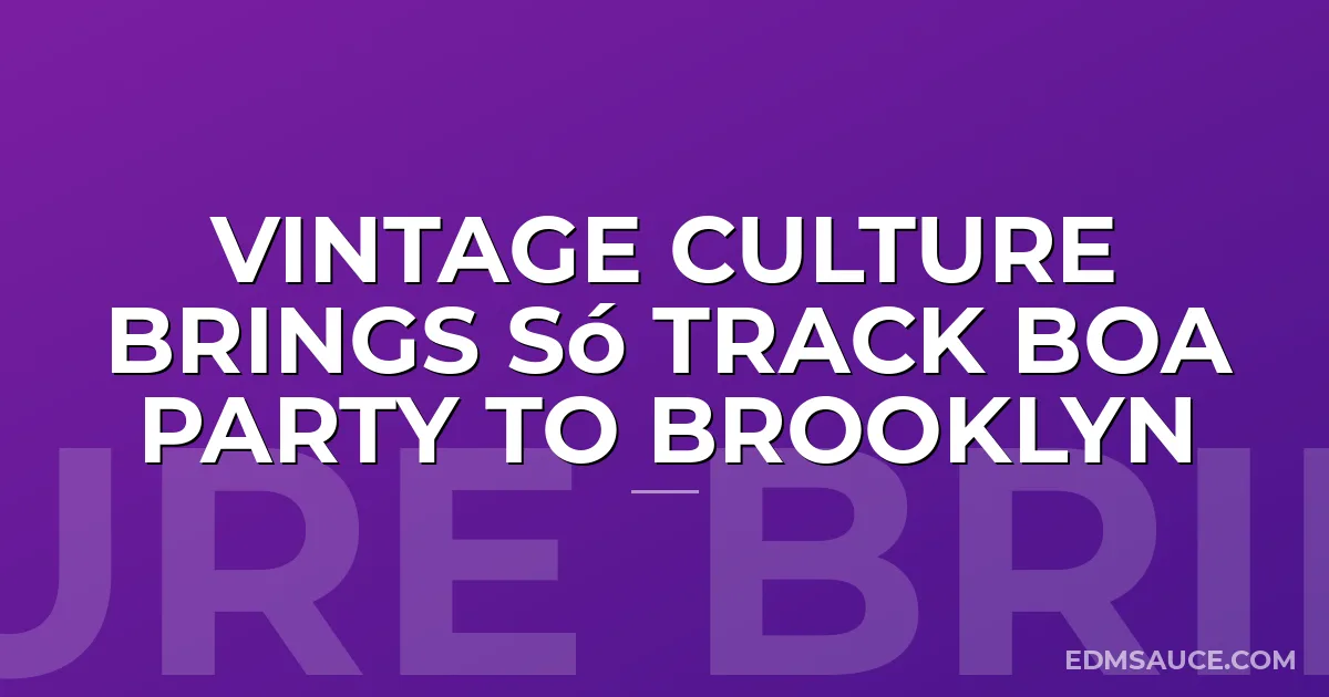 Vintage Culture Brings Só Track Boa Party to Brooklyn