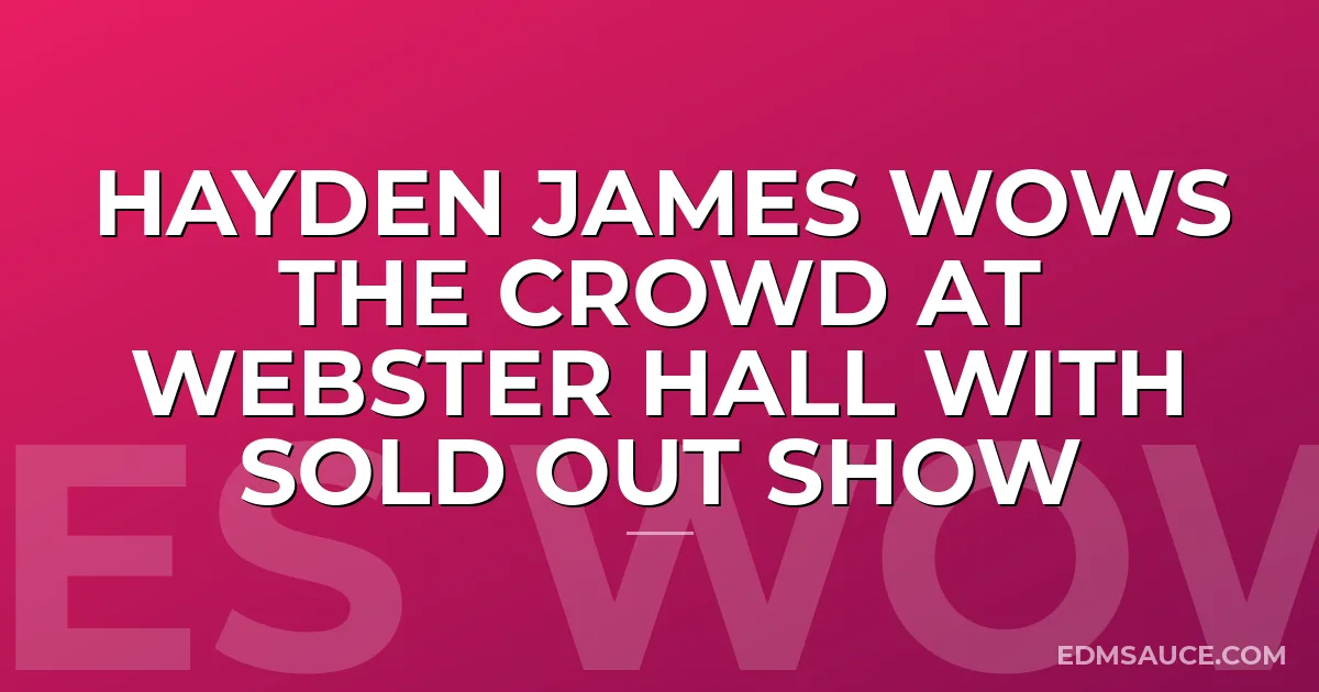 Hayden James Wows The Crowd At Webster Hall With Sold Out Show