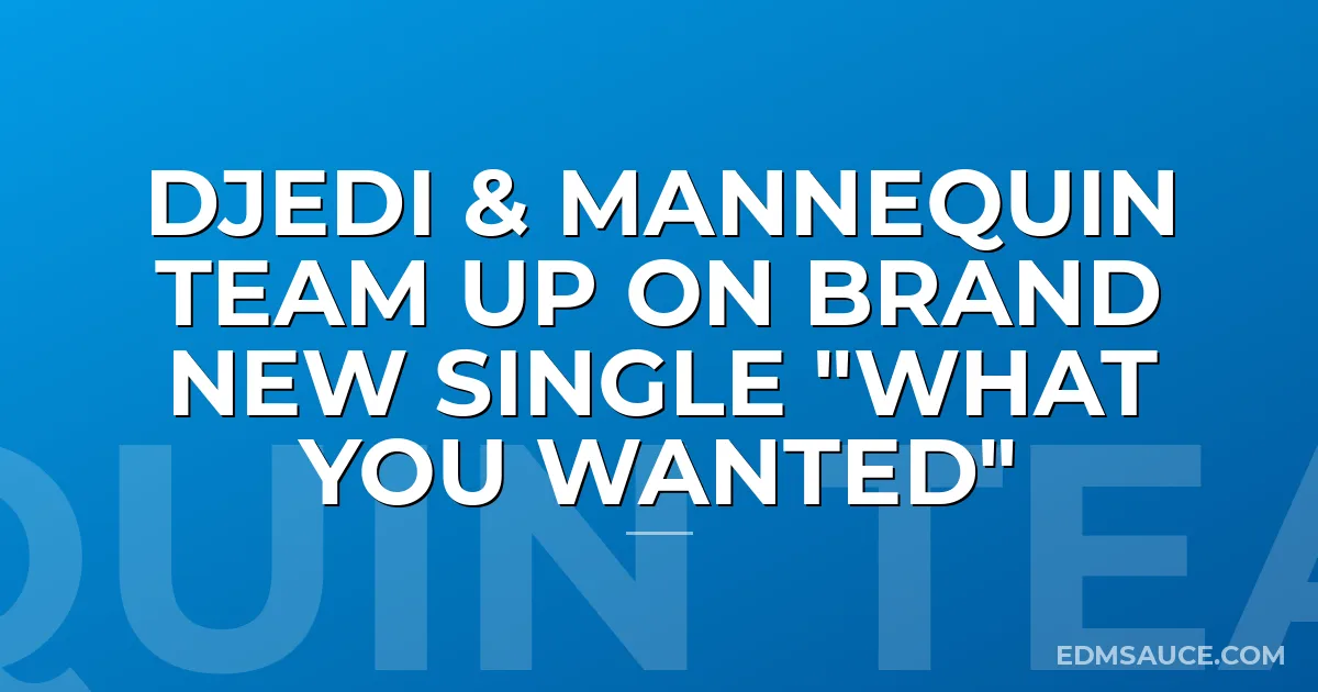 Djedi & Mannequin Team Up on Brand New Single "What You Wanted"