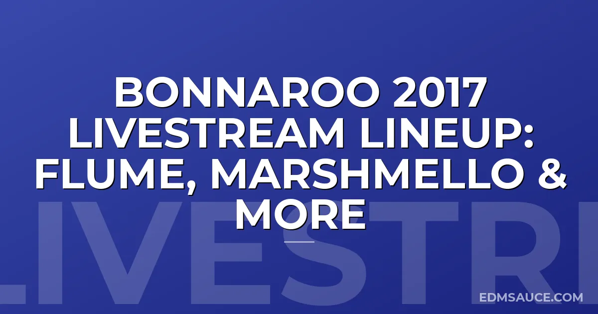Bonnaroo 2017 Livestream Lineup: Flume, Marshmello & More
