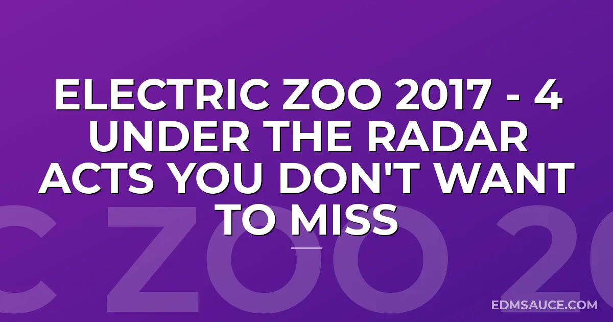 Electric Zoo 2017 - 4 Under The Radar Acts You Don't Want To Miss