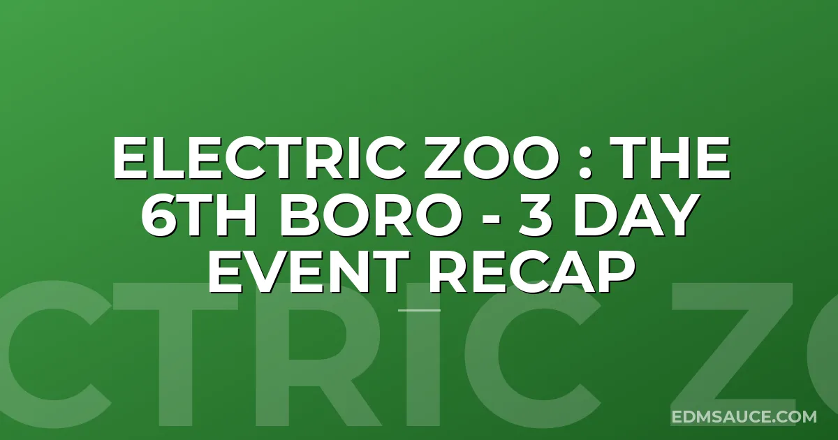 Electric Zoo : The 6th Boro - 3 Day Event Recap